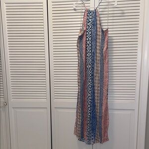 NWT! Now N Forever Backless Maxi Dress in Blue and Pink, 1X
